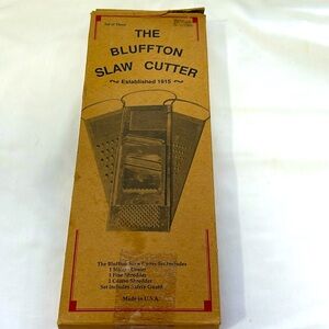 The Blufton Slaw Cutter set of 3 original in box 1915 grater fine corse shredder
